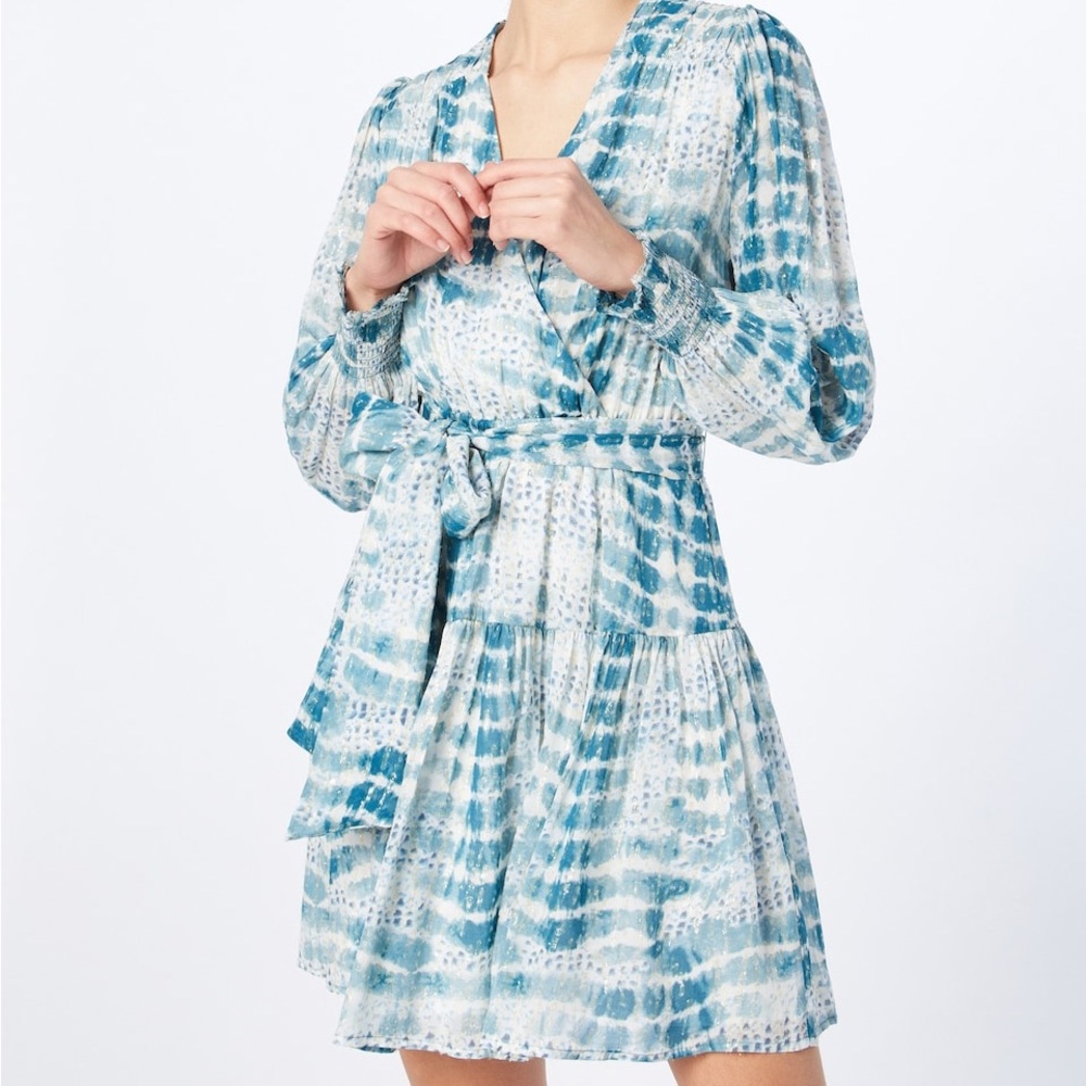 Serie Suncoo ParisTie-Dye Long Sleeve V-Neck Dress with Waist Tie Size S